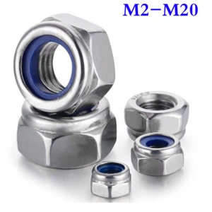 M2 M2.5 M3 M4 M5 M6 M8 M10 M12 M14 M16 Acero Inoxidable Nylon Inserto Tuerca de Bloqueo Hexagonal - Imagen 1 de 14