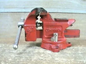 COMPANION 3-1/2" Bench Vise W/ Anvil & Swivel Base & 3-1/4" Opening Vintage - Picture 1 of 12