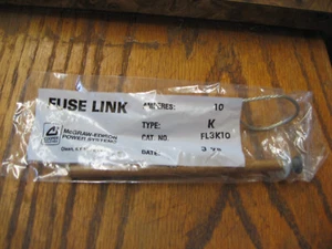 COOPER MCGRAW-EDISON FUSE LINK FL3K10 TYPE K 10 AMP FREE SHIPPING MADE IN USA - Foto 1 di 2