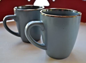 2 ~ PFALTZGRAFF HADLEE BLUE 4 1/8" Mug Brown Metallic Rim Matte Stoneware - Picture 1 of 4