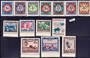Repoeblik Indonesia, lotto di 14 francobolli MNH, compresi francobolli dovuti - lotto 377 - Foto 1 di 1