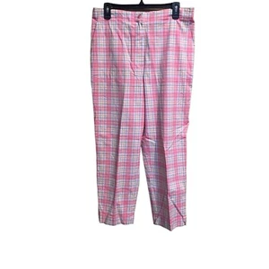 Susan Bristol women's Pink Yellow plaid Ankle pant size 12 Cotton - Picture 1 of 5