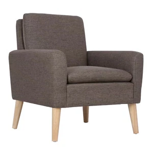 Arm Chair Accent Single Sofa Modern Linen Fabric Upholstered Living Room Brown - Picture 1 of 7