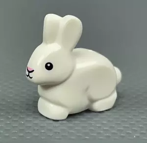 LEGO White Bunny Rabbit Black Eyes Pink Nose Minifig Animal 10312 10264 - Picture 1 of 9