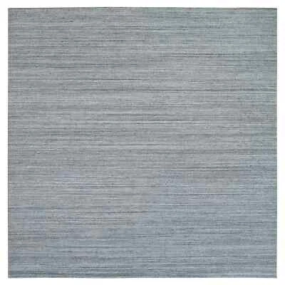 12'x12' Gray Wool Hand Loomed Modern Striae Design Square Oriental Rug R65558 - Image 1 of 4