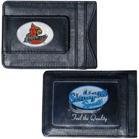 Louisville Cardinals Leather Money Clip ID Card Cash Holder Wallet NCAA Licensed Cover