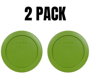 Pyrex 2 Cup 470mL 5" Round Storage Lid Cover Dark Green 2 Pack 7200 New - Picture 1 of 3