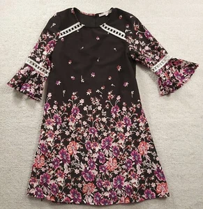 Smukke Floral Midi Dress Girl's 16 Colorful Spring Dress Flutter 3/4 Sleeve - Picture 1 of 12