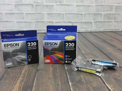 Cartucho de tinta negro genuino OEM EPSON 220 NEGRO CIAN MAGENTA AMARILLO Foto 1 de 4
