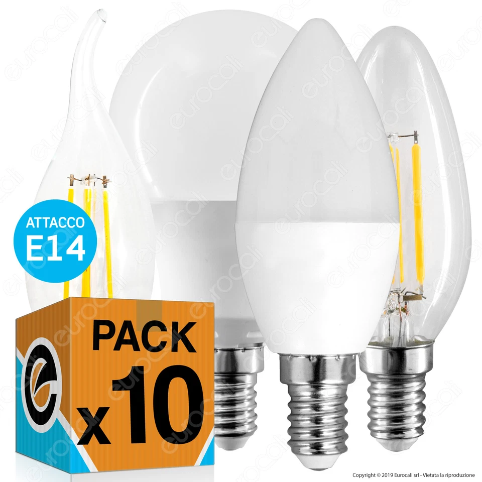 10 LAMPADINE LED E14 3w a 9w Lampada FILAMENTO Candela Oliva Miniglobo - Immagine 1 di 1