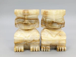 Tótem Tiki de colección tallado azteca ónix piedra maya sujetalibros 5,25" estatuas - Imagen 1 de 9