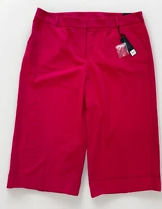 Lane Bryant Red Pants Sz 22 Lena Wide Leg Crop Moderately Curvy Fit Office New - Picture 1 of 8