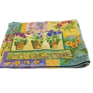 Tischläufer Frühling Stiefmütterchen Garten Töpfe Nadelspitze 13 x 70 Vintage bunt  - Bild 1 von 4