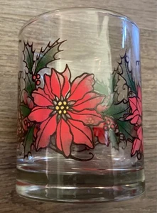 4 Vintage Weihnachten Trinkgläser Lowball Weihnachtsstern klar rot grün top - Bild 1 von 6