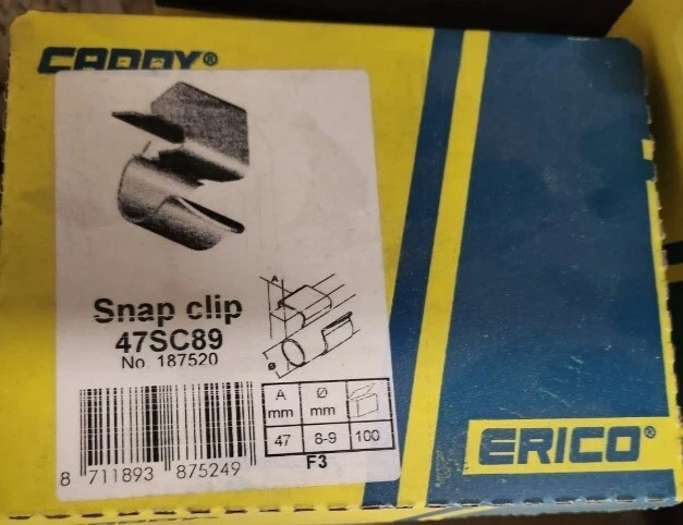 Erico 187520 Metallic Snap Clips 47mm, 8-9mm Box of 100  - Image 1 of 1