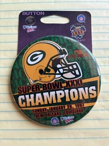 1997 NFL Green Bay Packers Super Bowl XXXI Champions Pin Button 3 1/2” Vintage - Picture 1 of 1