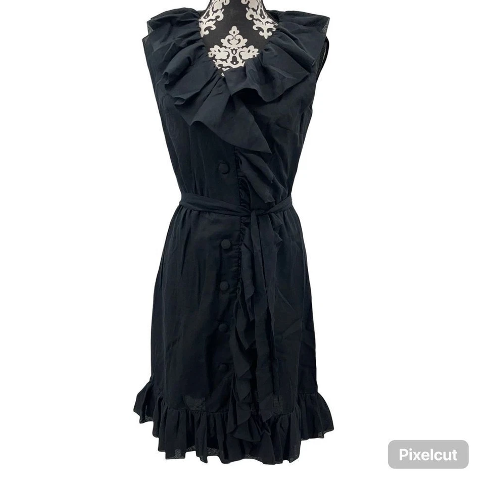 VINTAGE 1960s 70s LESLIE FAY UNION MADE BLACK DRESS - Image 1 of 4