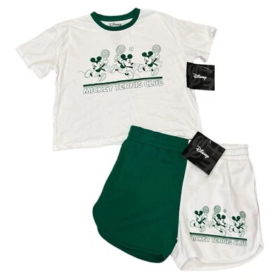 Conjunto corto de pijama para mujer Disney Mickey Mouse con bolsillos, talla L, blanco y verde Foto 1 de 4