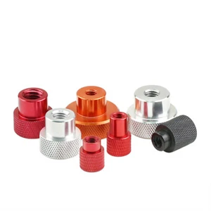 M6 - M10 Aluminum Knurled Thumb Nut Through Hole Hand Step Nuts Screw cap - Picture 1 of 15