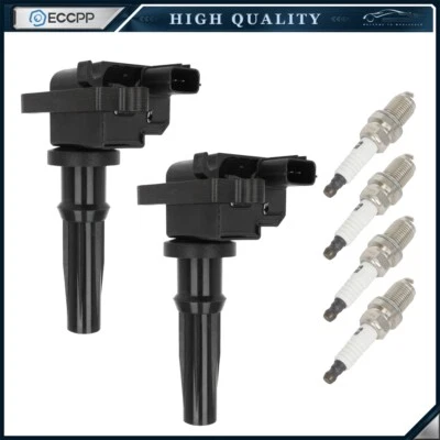 ECCPP 2 Ignition Coil 4 Spark Plug For 2.4L Hyundai Santa Fe Sonata Kia Optima - Image 1 of 4