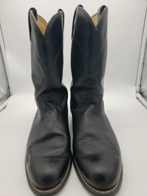 BOTA VAQUERA WESTERN ROPER DE CUERO DE GRANO COMPLETO CLÁSICA NEGRA PARA HOMBRE SUELA DE CUERO Foto 1 de 4