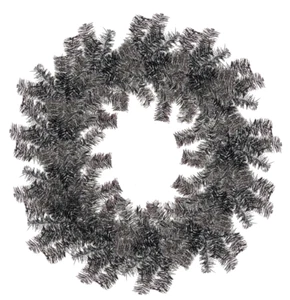 18 Zoll Lametta Weihnachtskranz schwarz und silber handgefertigt künstliches PVC - Bild 1 von 3