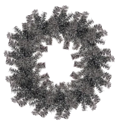 18'' Tinsel Christmas Wreath Black and Silver Hand-Made Artificial PVC - Image 1 of 3