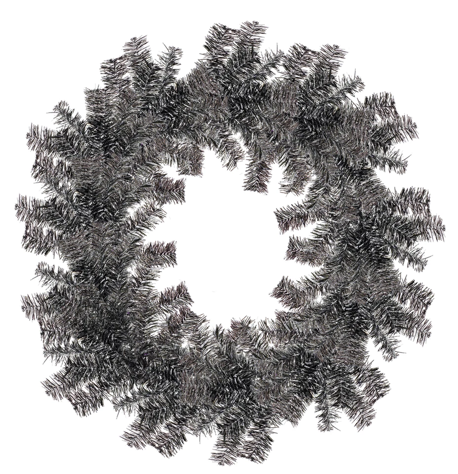 Corona de Navidad de oropel de 18"" negra y plateada hecha a mano PVC artificial Foto 1 de 3