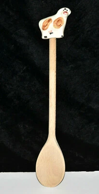 Alexander Ceramics * CUCHARA DE MADERA, VACA DE CERÁMICA * Reino Unido, SIN USAR Foto 1 de 4