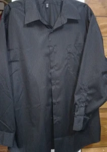 ARROW Men’s Wrinkle Free Black Stripe Button Down Dress Shirt Size XL 17 17.5 - Picture 1 of 2
