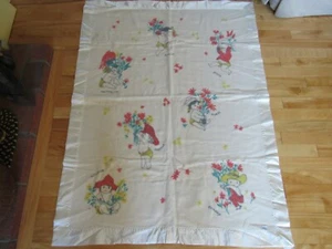 Vintage Chatham Baby Blanket Fireman Cowboy Soldier Scholar Baker Cream Red Blue - Picture 1 of 9