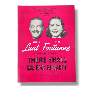 1940 There Shall Be No Night Souvenir Program Lunt Fontanne Sherwood Greenstreet - Picture 1 of 9