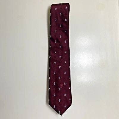 Vintage Men's Oleg Cassini By Burma Tie Necktie Maroon with Grey Saddles - Image 1 of 3