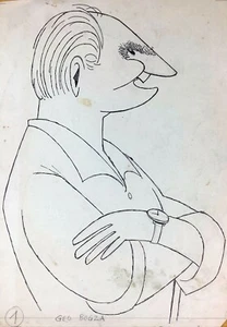 Juan David. Caricature. Geo Bogza, ca 1972. Ink on cardboard - Picture 1 of 8
