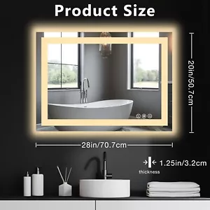 Anti-fog Dual LED Lighted Mirror Bathroom,Wall Mounte Smart Memory Vanity Mirror - Picture 1 of 17