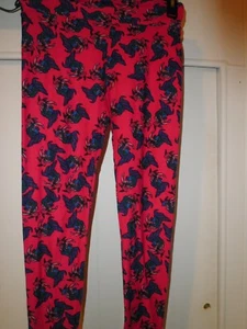 NWT LULAROE OS RED PINK MULTI COLORED FLORAL FLOWERS LEGGINGS UNICORN RARE HTF - Picture 1 of 4