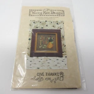 Waxing Moon Designs Give Thanks Counted Cross Stitch Chart w/ Wichelt Linen Kit - Picture 1 of 5