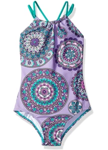 Kanu Surf Girls Jasmine Sport One Piece Swimsuit Purple Size 12 00327 - Picture 1 of 2