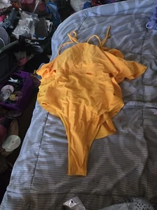 Yellow  lined SHEIN Thong One Piece swimsuit size medium - Picture 1 of 4