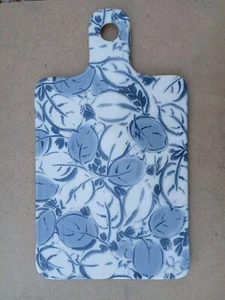 Habitat Blue & White Leaf Design Ceramic Chopping Board / Cheese Serving Plate - Picture 1 of 8