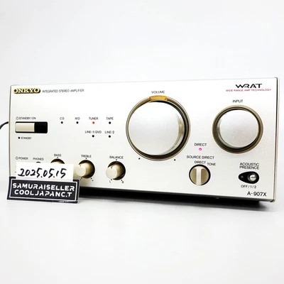 Onkyo A-907X Amplificatore Stereo Integrato Transistor Argento Giappone Usato - Immagine 1 di 4