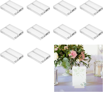 Acrylic Place Card Holders Table Number Name Card Stand 10Pcs 2.8 Inch Clear - Image 1 of 4