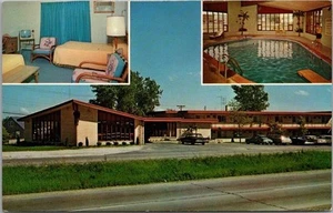 Vintage MADISON, Wisconsin Postcard ALOHA INN MOTEL Street View / 1960s Cars - Picture 1 of 2