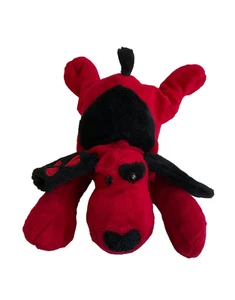 Kids of America Red Dog Hearts Eye Spot Black Plush Stuffed Animal Toy Vtg - Picture 1 of 7