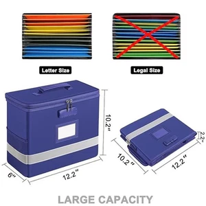 Waterproof fireproof file box with lock retractable handle document organizer - Picture 1 of 8