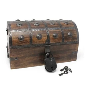  Pirate Treasure Chest with Iron Lock and Skeleton Key Medium 11 x 6 x 6.75 - Picture 1 of 7