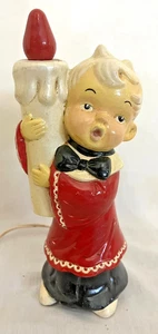 Vintage MCM Weihnachten Chor Junge Kerzenlicht Kerzenständer Kitsch 8" 60er Retro - Bild 1 von 5