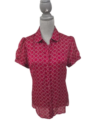 Blusa para mujer Banana Republic roja con varios botones manga corta M Foto 1 de 4