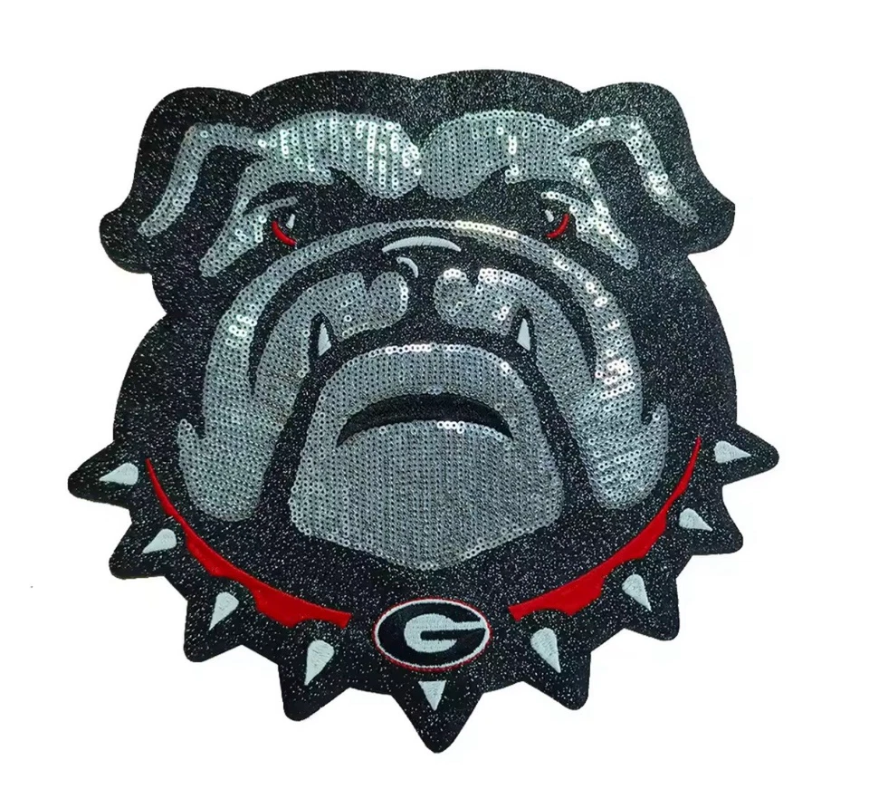 Georgia Bulldogs Iron-On Sequined Appliqué Patch, XLarge, 10 Inches - Image 1 of 1
