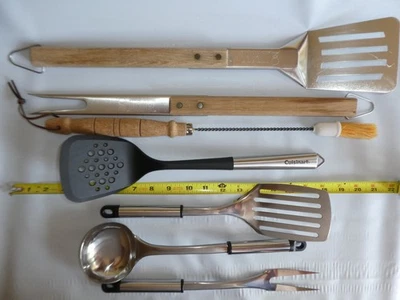Collection of 7 Grilling Utensils VTG 80's Weber 3 piece Wooden handel set - Image 1 of 4